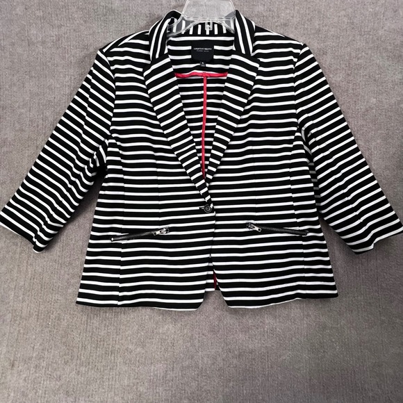 Christian Siriano Runway Style Black White Striped Blazer XL - Picture 1 of 8